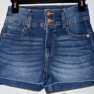 No Boundaries Blue Jean Shorts with Rolled Hem